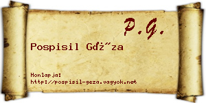 Pospisil Géza névjegykártya